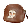 Luxury Hand-Painted Leather Kitty Crossbody Bag Artisan Detail View