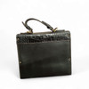 Handcrafted Handmade Leather & Wood Bag with Sunflower Carving for Home and Gift