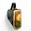 Luxury Handmade Leather & Wood Bag with Sunflower Carving Artisan Detail View