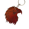 Luxury Natural Leather Falcon Head Keychain Artisan Detail View