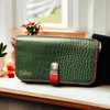 Premium Handmade Green & Red Leather Crossbody Wallet Craftsmanship and Design