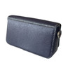 Luxury Black & Grey Natural Leather Crossbody Wallet Artisan Detail View