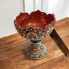 Hand enamel painted pedestal nuts bowl 10x10cm decorative pottery serving dish