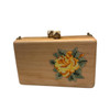Luxury Handmade Wooden Clutch Bag with Rose Embroidery Artisan Detail Shot