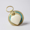 Handmade Leather Keychain With Heart-shaped Clear | Traditional Heritage Stone Art | Premium Gift Ch - Luxury Handcrafted Art Craftihouse Dubai