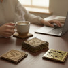 Wooden Coaster Set With Decorative | Sophisticated Boutique Accessory | Crafted In Dubai - Luxury Handcrafted Art Craftihouse Dubai