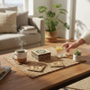 Luxury Wooden Coaster Set With Decorative Artisan Detail Shot