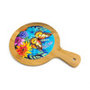 Luxury Wooden Serving Board with Colorful Butterfly Art Artisan Detail Shot