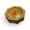Luxury hexagon Khatamkari storage box with hand-painted bird and floral design