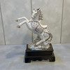 High-quality 30cm gold stallion sculpture captured in a powerful rearing pose for executive office decor.