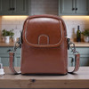 Luxury Genuine Cow Leather Mini Crossbody Bag Artisan Detail Shot