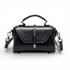 Luxury Luxury Genuine Cow Leather Satchel 20x12 cm- Midnight Black Artisan Detail Shot