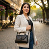 Artisan Luxury Genuine Cow Leather Satchel 20x12 cm- Midnight Black Luxury Showcase - Dubai