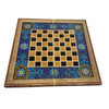 "Royal Azure" Masterpiece | 60x60 cm Full Khatamkari & Camel Bone Inlaid Chess | Blue Tazhib Hand-Painted Backgammon | Premium 2-in-1 Chess Table | Unique Luxury Gift