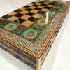 The exterior of the 60 cm board showing the professional chess squares, each meticulously decorated with Khatamkari mosaic.