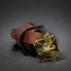 A premium handmade natural leather belt in a rich tan color featuring a stunning 3D golden falcon buckle.