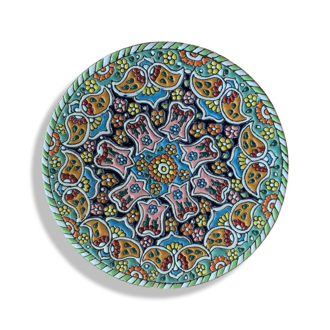 Hand Painted Ceramic Plate Wall Decor, Enameled Clay Serving Plate