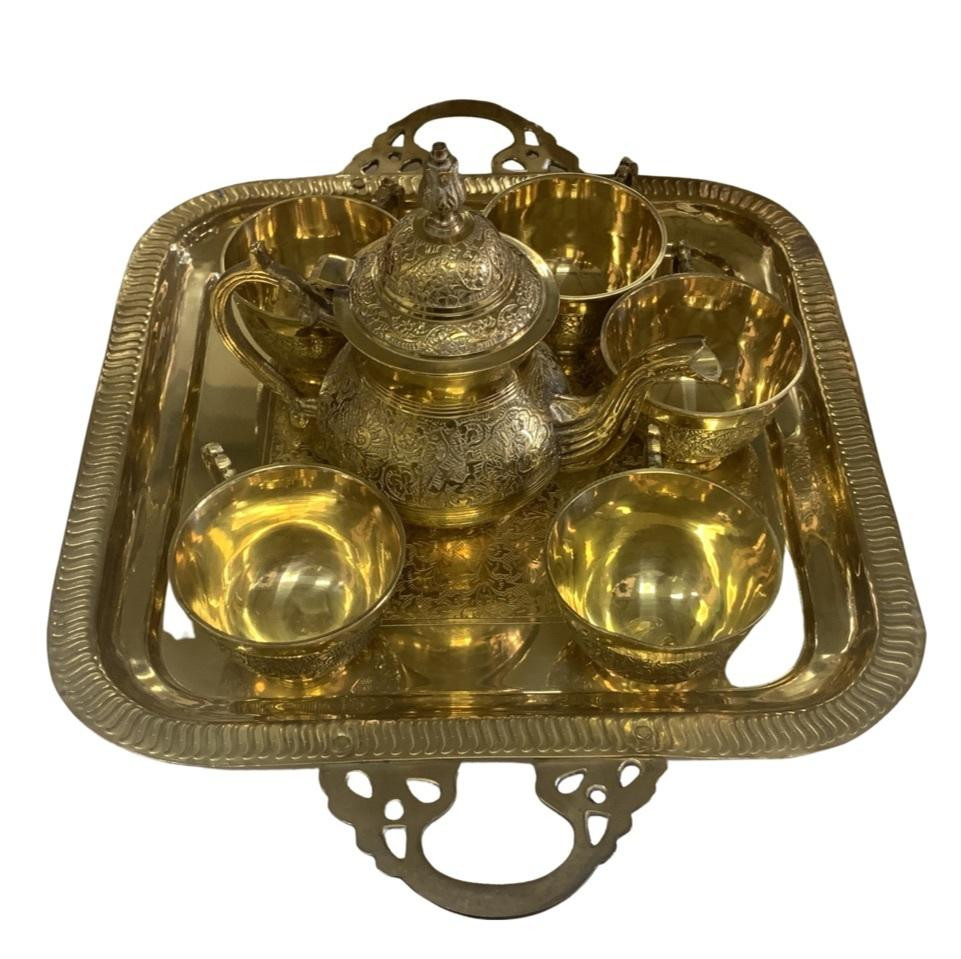 Tea serving set , brass tea serving set , new home gift