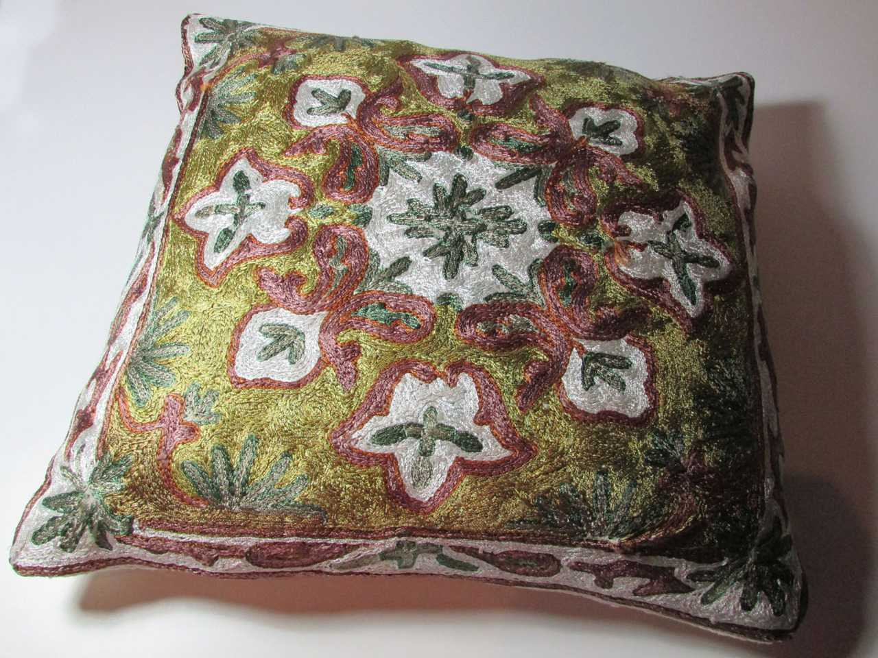 Kashmiri Embroidered Cushion Cover Shop Now at CraftiHouse
