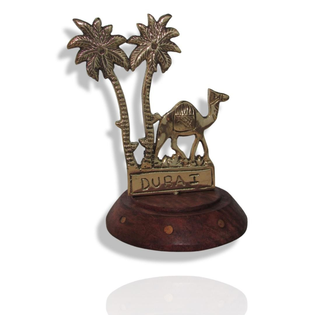 Hand Engraved Brass Camel and Palm Tree Souvenir Dubai