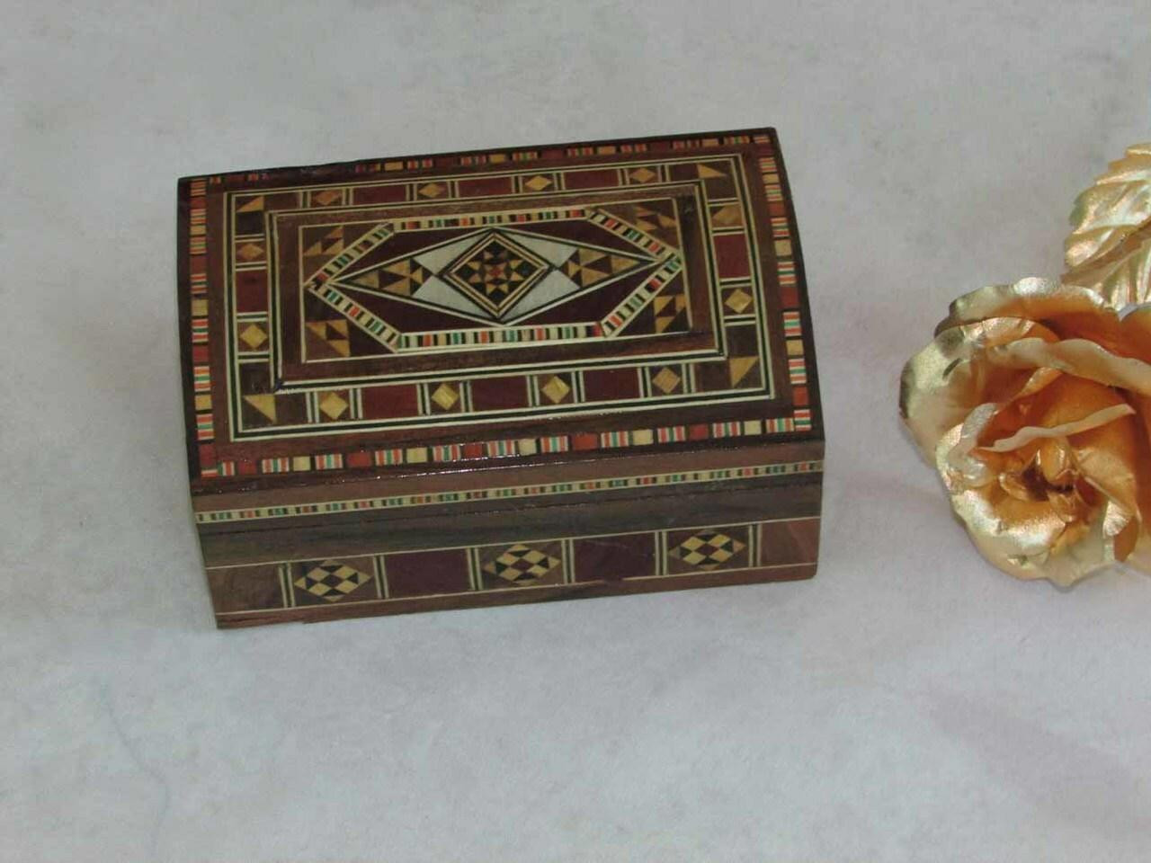 Buy Handmade Syrian Mosaic Jewelry Box Egyptian Box - Main Image