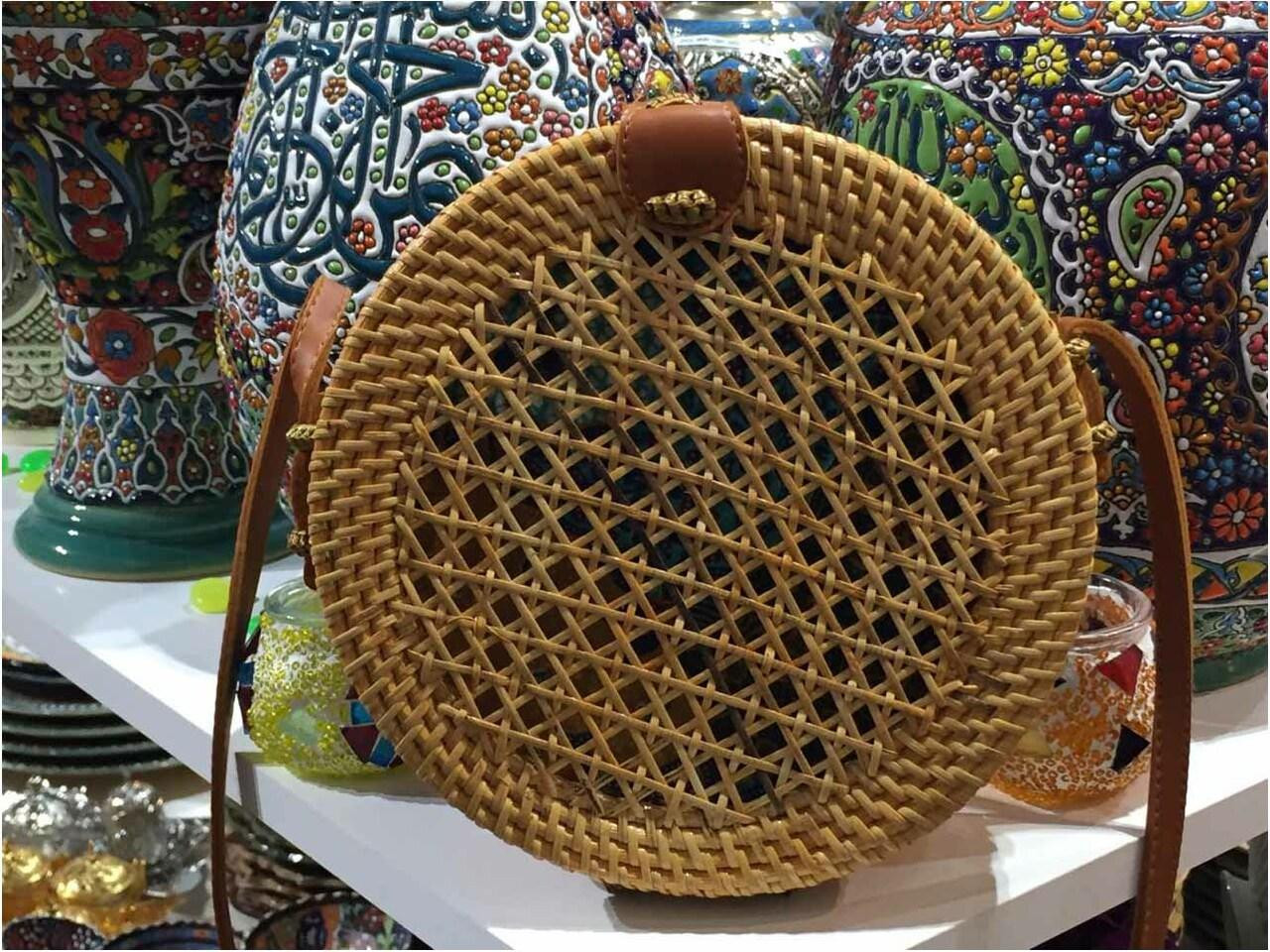 Straw Bag for Women Woven Purse Round Straw Beach Bag Straw Tote Bag  Shoulder Bag Handbag Women's Beach Bag