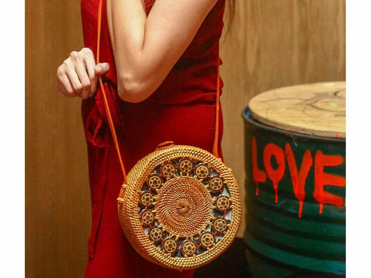 Round Rattan Bag for Women Straw Bag Handwoven Beach Bohemian Shoulder Purse  by Enmain, 2-style, One size price in UAE | Amazon UAE | kanbkam