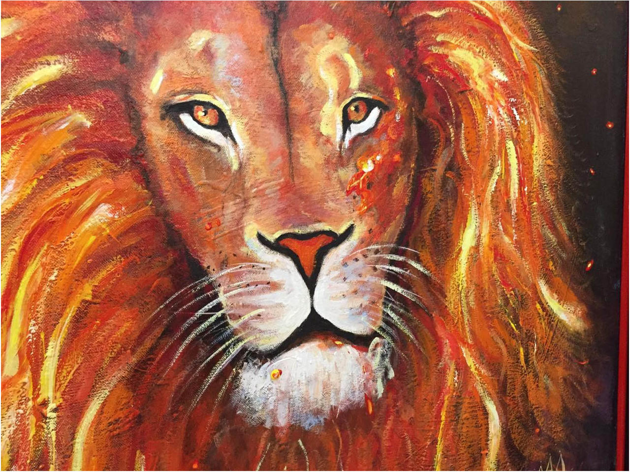 Original Painting on Canvas 85x85 cm , Lion Acrylic painting on Canvas