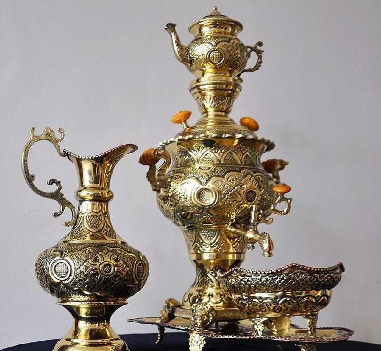 Ancient style Hand Embossed Brass Tea Samovar