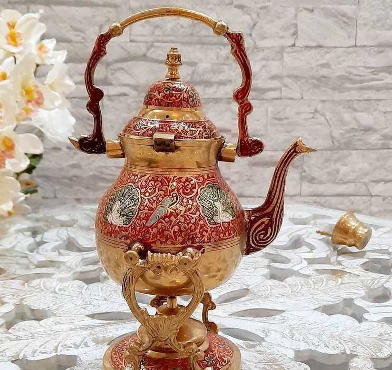 Ancient style Hand Embossed Brass Tea Samovar