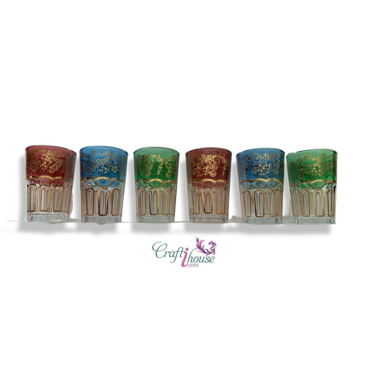 Moroccan glass set , set of 6 pcs Moroccan tea glass set