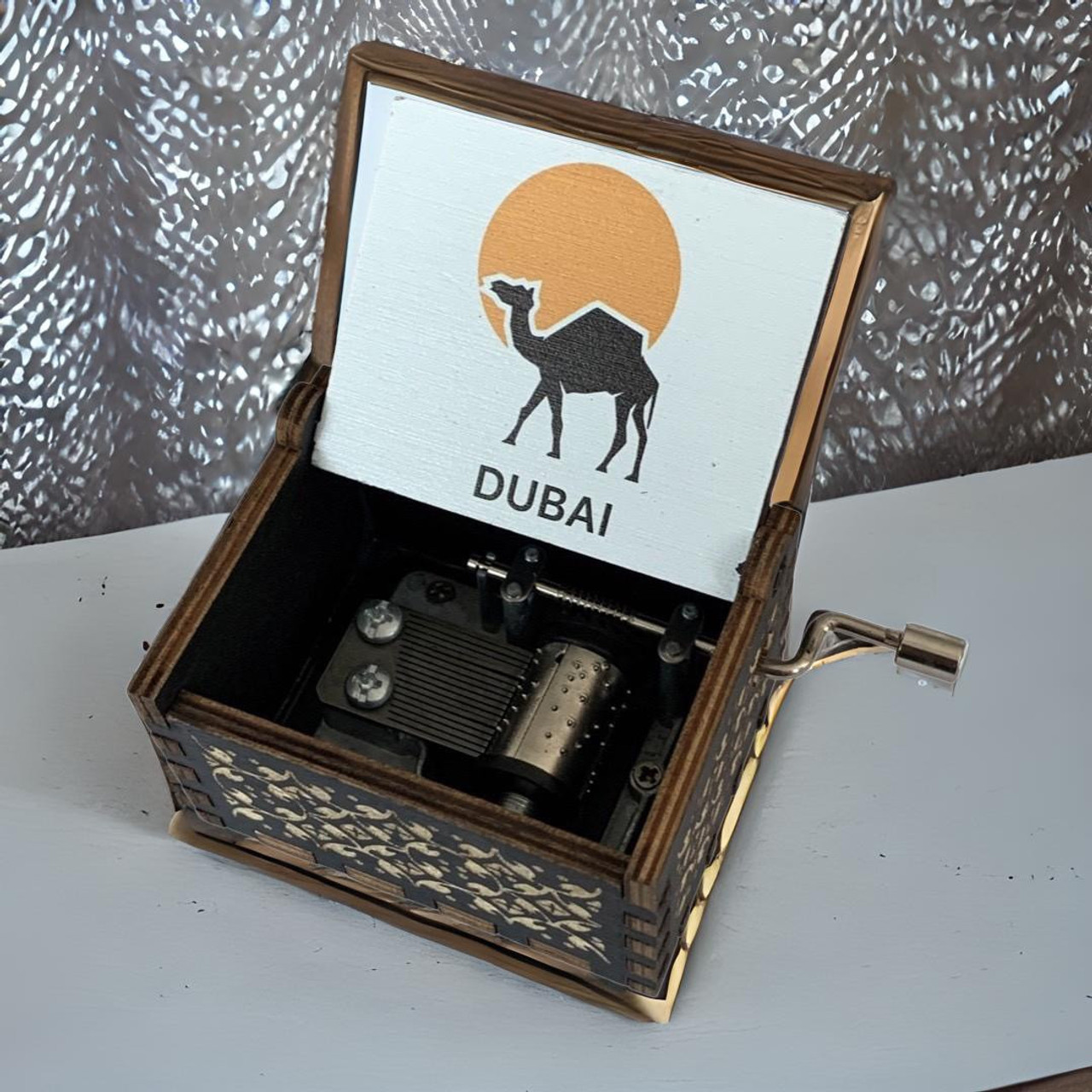 Classic Mini Wooden Music Box , Dubai mini music box , Abudhabi souvenir  6.5x5x4 cm