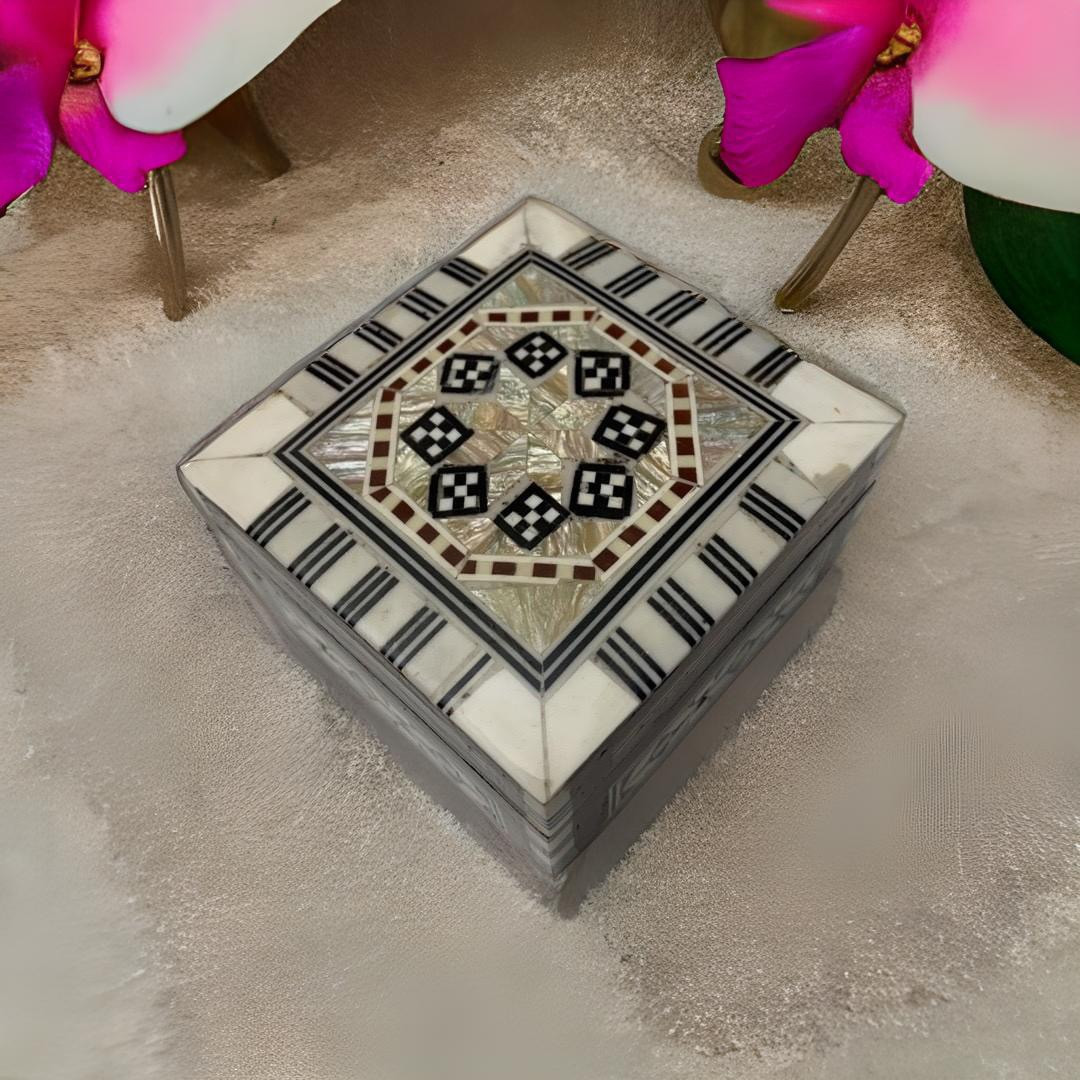 Syrian shell jewelry box , handmade Ring Box , Coins Box