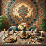 Elegant Ghalamkari Persian Tablecloth: Exquisite Textile Art