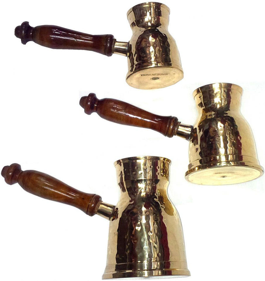 Turkish Coffee Pot Set of 3pcs Brass Turkish Coffee Pot