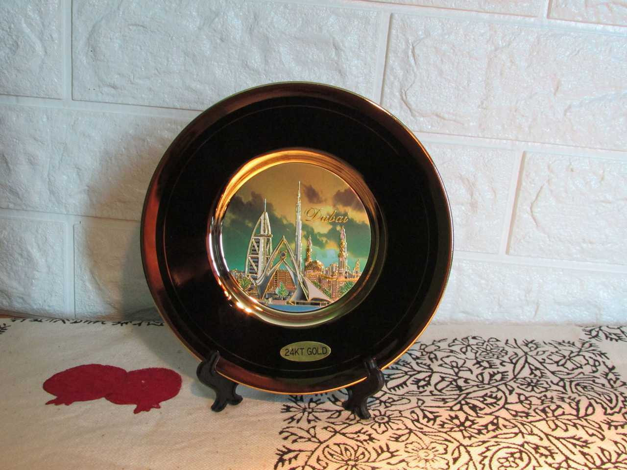 Dubai Souvenir Gold Plated Plate 6 Inches Dubai Gift