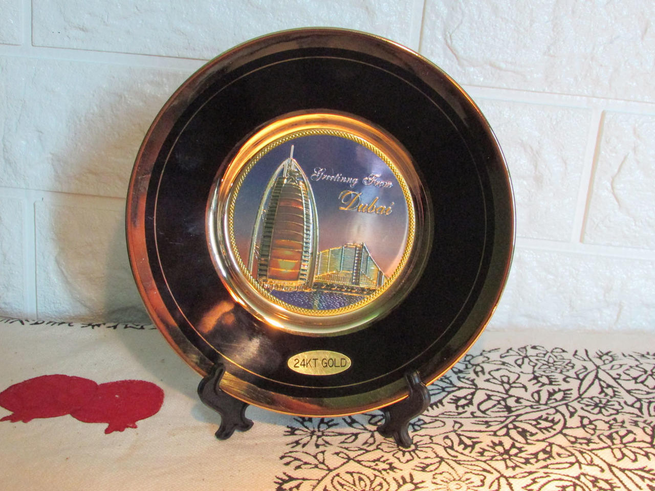 Dubai Souvenir Gold Plated Plate 6 Inches Dubai Gift