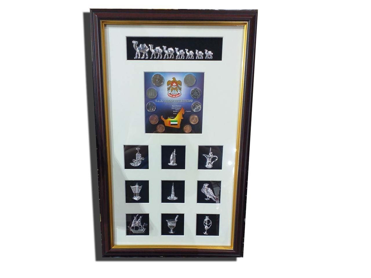 11 House dubai souvenir and coins frame , hexagon shape