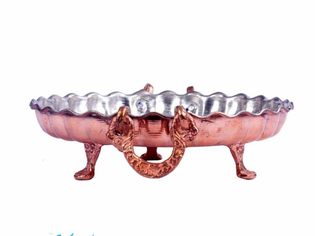 "Handcrafted Copper Tray 23cm Elegant Hammered Design