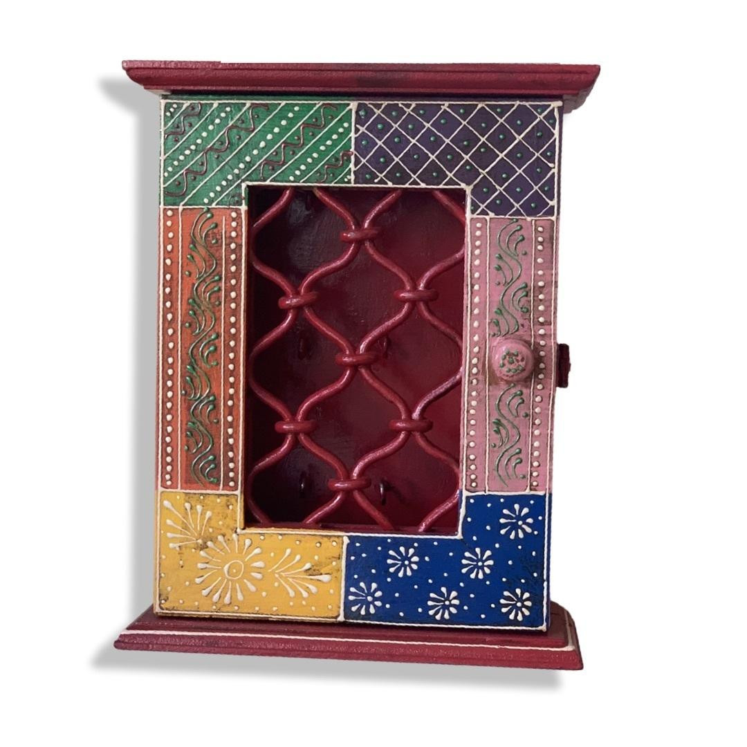 Hand painted wooden key organizer, wall hanging organizer