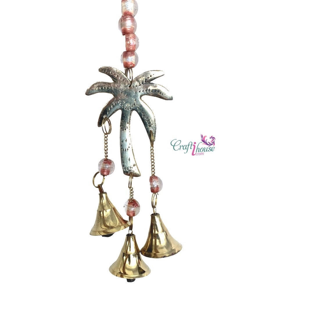 Brass wind chimes, handmade hanging wind chime , palm tree