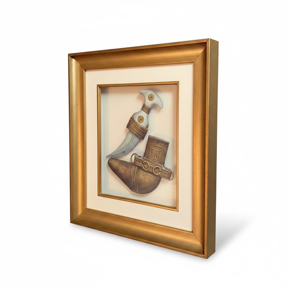 An exclusive Craftihouse framed Khanjar dagger display piece, designed to bring cultural sophistication to luxury interiors.