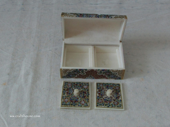 Handcrafted handmade miniature box , Hand Painted Camel Bone Box.. Lifestyle Visual