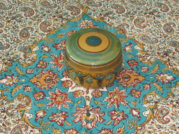 Hand painted Golden Brown Sugar Bowl with Lid