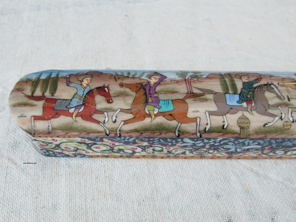 Handcrafted handmade Miniature on Camel Bone Pen Holder. Lifestyle Visual