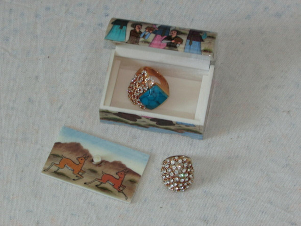Luxury jewelry box for her , Hand Painted Camel Bone Box ,373 Premium Design Showcase