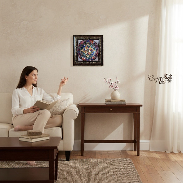 Fine Art Ceramic plate with frame , wall decor plate , dubai souvenir , Christmas gift 