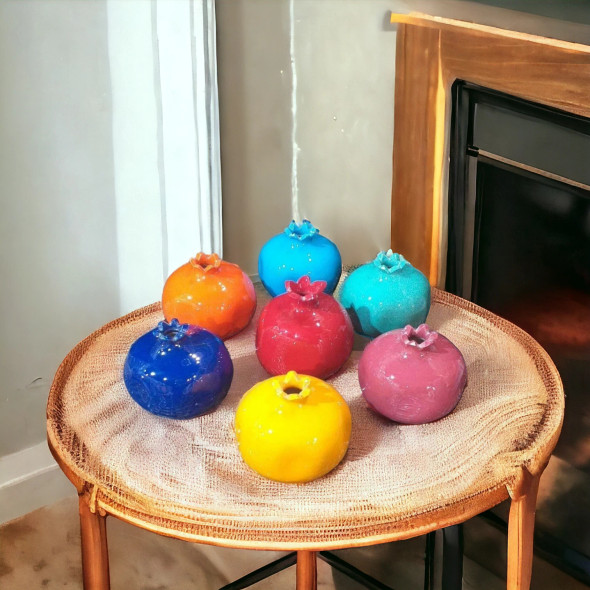 Traditional Persian turquoise ceramic pomegranate handcrafted by master potters