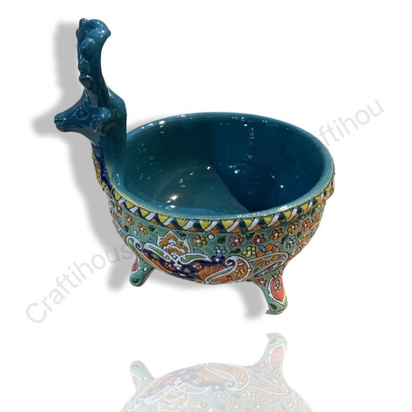 Exclusive Designer Hand Painted Embossed Serving Bowl – Wedding Gift Fine Craftsmanship Detail