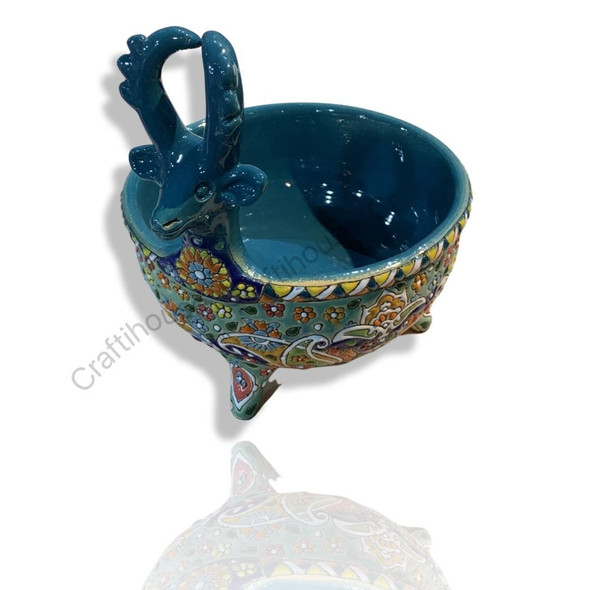 Designer Hand Painted Embossed Serving Bowl – Wedding Gift - Luxury Handcrafted Art Craftihouse Dubai